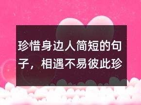 珍惜身邊人簡短的句子，相遇不易,彼此珍惜句子247條