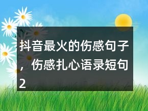 抖音最火的傷感句子，傷感扎心語錄短句201條