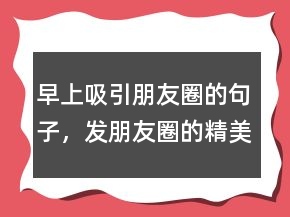 早上吸引朋友圈的句子，發(fā)朋友圈的精美句子217條