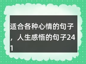 適合各種心情的句子，人生感悟的句子241條