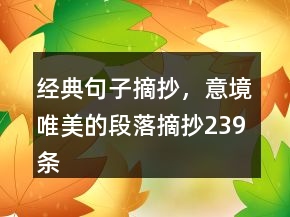 經(jīng)典句子摘抄，意境唯美的段落摘抄239條
