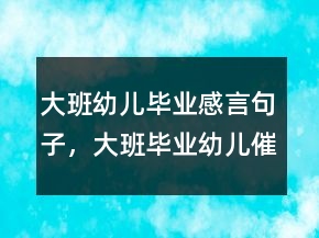 大班幼兒畢業(yè)感言句子，大班畢業(yè)幼兒催淚感言208條