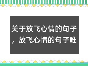 關(guān)于放飛心情的句子，放飛心情的句子唯美202條