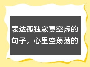 表達(dá)孤獨(dú)寂寞空虛的句子，心里空蕩蕩的唯美句子207條
