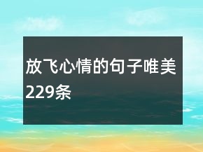 放飛心情的句子唯美229條