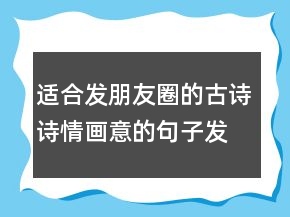 適合發(fā)朋友圈的古詩詩情畫意的句子發(fā)朋友圈221條