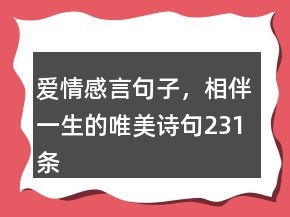 愛(ài)情感言句子，相伴一生的唯美詩(shī)句231條