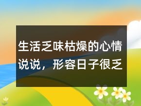 生活乏味枯燥的心情說(shuō)說(shuō)，形容日子很乏味的句子221條