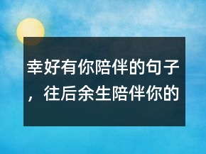 幸好有你陪伴的句子，往后余生陪伴你的句子242條