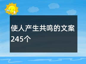 使人產(chǎn)生共鳴的文案245個