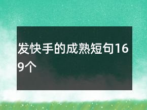 發(fā)快手的成熟短句169個