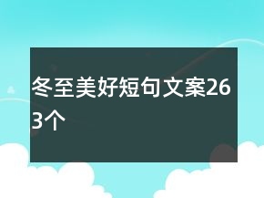 冬至美好短句文案263個