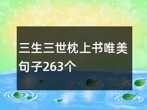 三生三世枕上書唯美句子263個(gè)