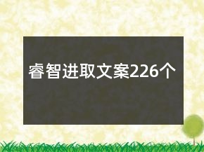 睿智進取文案226個