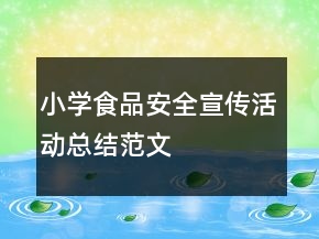 小學(xué)食品安全宣傳活動總結(jié)范文