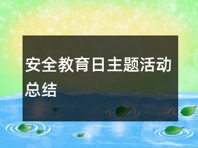 安全教育日主題活動總結(jié)
