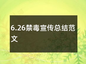 6.26禁毒宣傳總結(jié)范文