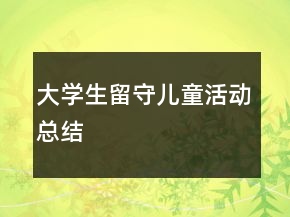 大學(xué)生留守兒童活動(dòng)總結(jié)