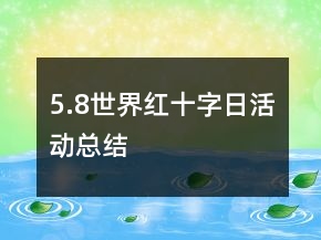 5.8世界紅十字日活動總結(jié)