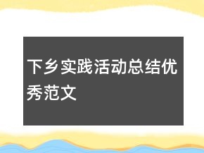 下鄉(xiāng)實踐活動總結優(yōu)秀范文