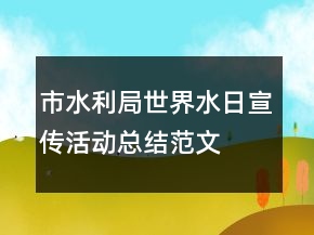 市水利局世界水日宣傳活動總結(jié)范文
