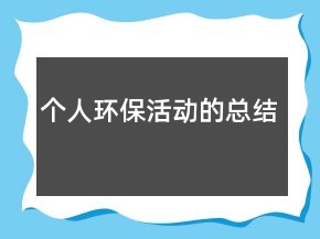 個(gè)人環(huán)?；顒?dòng)的總結(jié)