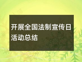 開(kāi)展全國(guó)法制宣傳日活動(dòng)總結(jié)