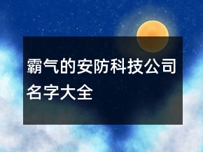 霸氣的安防科技公司名字大全
