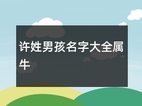 許姓男孩名字大全屬牛