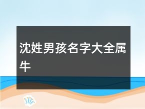 沈姓男孩名字大全屬牛