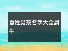 夏姓男孩名字大全屬牛