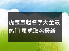 虎寶寶起名字大全最熱門 屬虎取名最新通用版