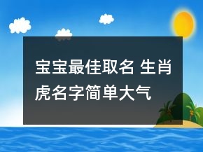 寶寶最佳取名 生肖虎名字簡單大氣