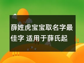 薛姓虎寶寶取名字最佳字 適用于薛氏起名推薦