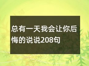 總有一天我會(huì)讓你后悔的說(shuō)說(shuō)208句