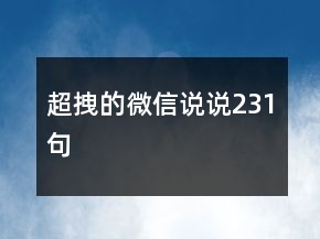 超拽的微信說(shuō)說(shuō)231句