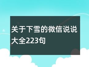 關于下雪的微信說說大全223句