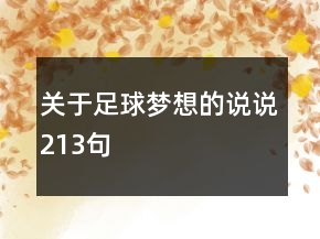 關(guān)于足球夢(mèng)想的說說213句