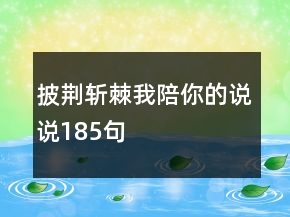 披荊斬棘我陪你的說(shuō)說(shuō)185句