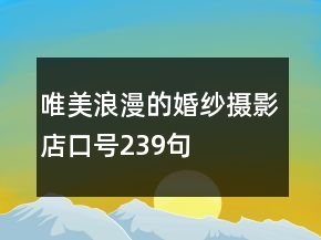 唯美浪漫的婚紗攝影店口號239句