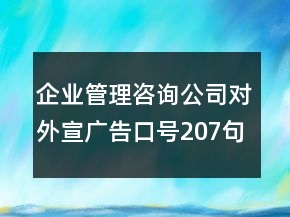 企業(yè)管理咨詢公司對(duì)外宣廣告口號(hào)207句