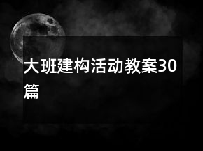 大班建構(gòu)活動(dòng)教案30篇