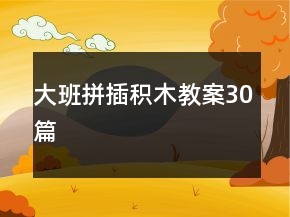 大班拼插積木教案30篇