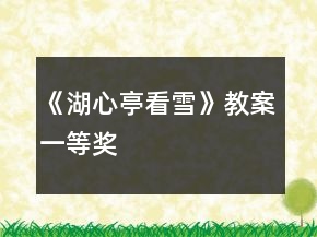 《湖心亭看雪》教案一等獎(jiǎng)