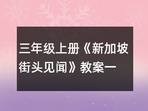 三年級上冊《新加坡街頭見聞》教案一等獎