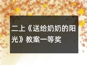二上《送給奶奶的陽光》教案一等獎
