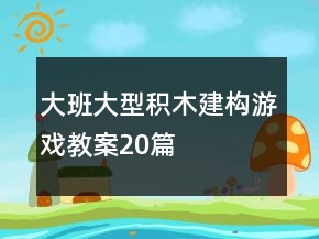 大班大型積木建構(gòu)游戲教案20篇
