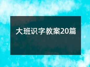 大班識字教案20篇