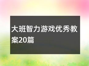 大班智力游戲優(yōu)秀教案20篇