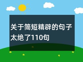關(guān)于簡短精辟的句子太絕了110句